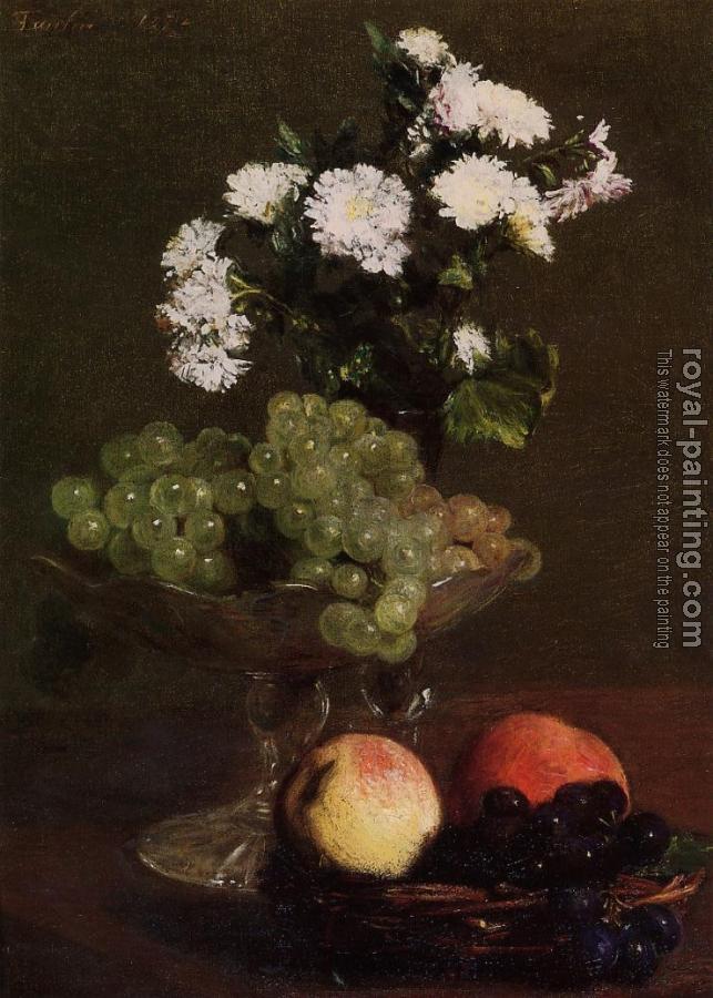 Henri Fantin-Latour : Still Life Chrysanthemums and Grapes